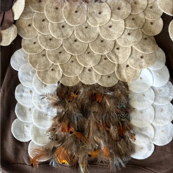 Handmade owl hoodie costume sweatshirt - Picture 2 of 4